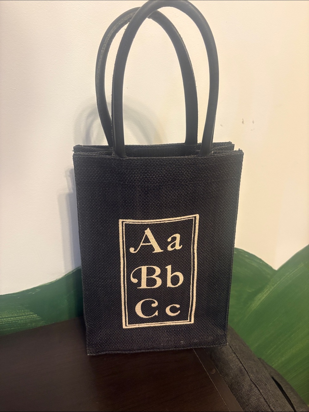 Black Alphabet Canvas Tote Bag - Aa Bb Cc